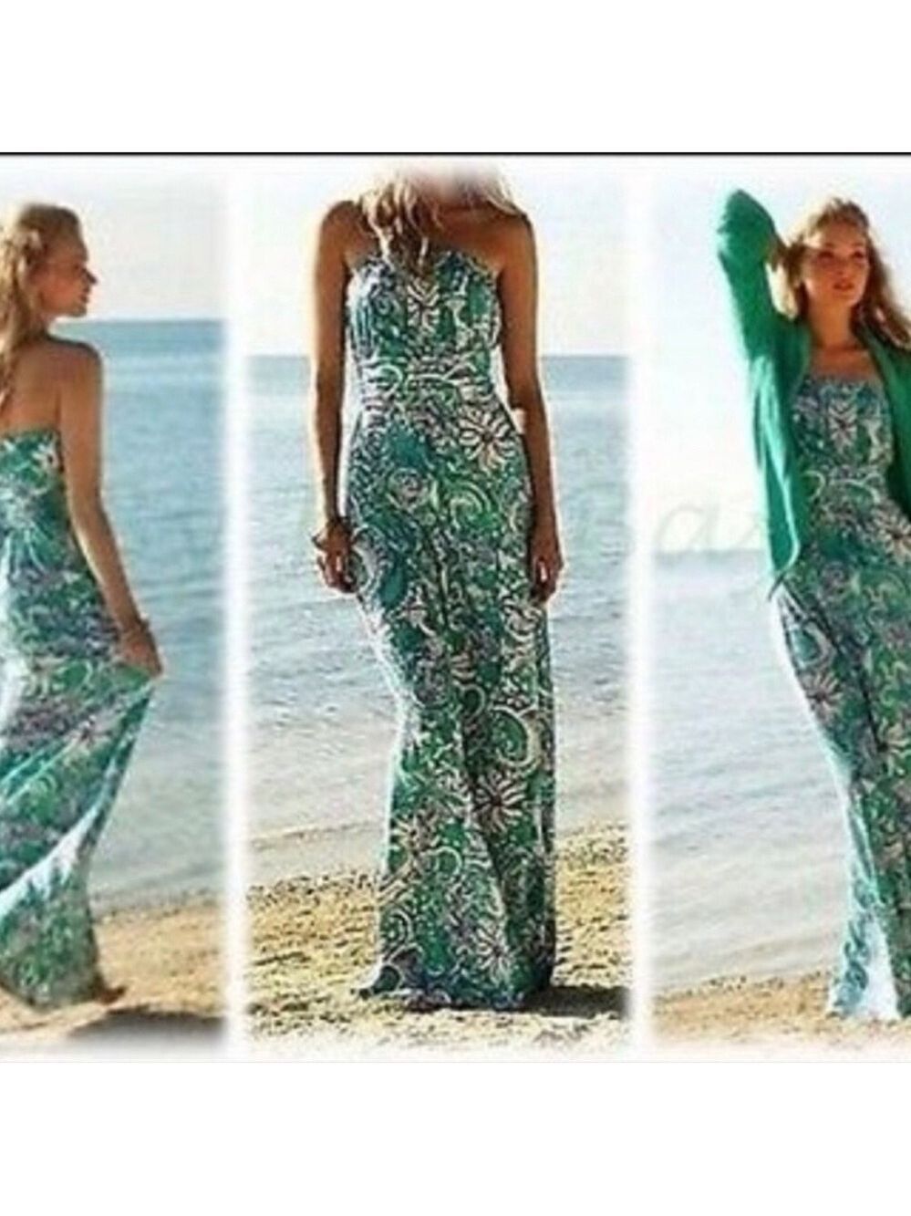 Lilly Pulitzer Montak Maxi seafoam green strapless jersey maxi dress XXS